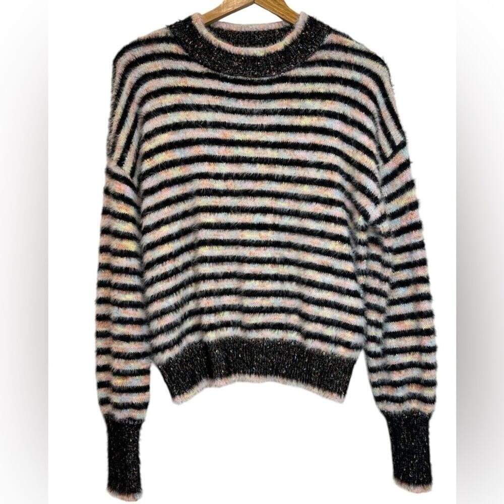 Society 22‎ Black Striped Crewneck Sweater Womens XL Multicolored - Picture 2 of 10